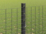 Welded Wire Fence with Post 10 x 1.2 m PVC-Coated Steel Grey 3336569