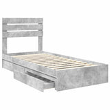 Storage Bed Concrete Grey 70 x 190 cm Engineered Wood 3411606