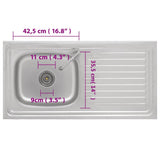 Camping Sink Single Basin with Tap Stainless Steel 151214