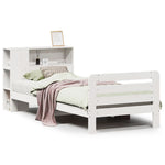 ZNTS Bed Frame without Mattress White 100x200 cm Solid Wood Pine 3309906