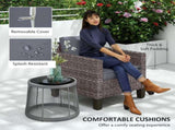 Single Rattan Armchair, with Cushions - Mixed Grey T3398P311632