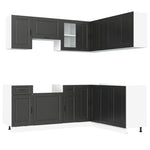 ZNTS 11 Piece Kitchen Cabinet Set Porto Black Engineered Wood 3314962