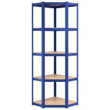 5-Layer Corner Shelf Blue Steel&Engineered Wood 152861