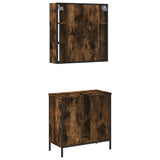 2 Piece Bathroom Furniture Set Smoked Oak Engineered Wood 3214722