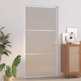 Interior Door 102.5x201.5 cm White Matt Glass and Aluminium 350579