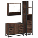 3 Piece Bathroom Furniture Set Brown Oak Engineered Wood 3301174