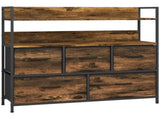 Rustic Chest of Five Fabric Drawers - Rustic Brown T3398P330512