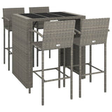 Garden Bar Set Grey PE Rattan, Powder-Coated Steel, Tempered Glass 3187667