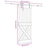 Sliding Door NARVIK Natural and Black 80 x 210 cm 3445390