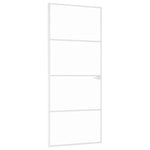 Interior Door White 83x201.5 cm Tempered Glass&Aluminium Slim 153667