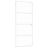 Interior Door White 83x201.5 cm Tempered Glass&Aluminium Slim 153667