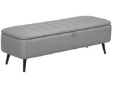 92 x 31cm Linen-Look Storage Ottoman - Light Grey T3398P377975