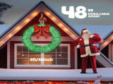 120cm Pre-lit Outdoor Christmas Wreath Decoration, Lighted Metal Wreath with Red Bow, Remote Control 48363038
