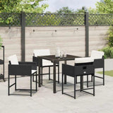 Garden Dining Set with Cushion 5 pcs Black Poly Rattan 3380004