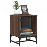 Bedside Cabinets with Glass Doors 2 pcs Brown Oak 35x37x50 cm 836531