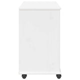 Rolling Cabinet White 63.5 x 39 x 65.5 cm Solid Pine Wood 42028377
