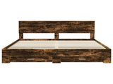 Bed Frame with Drawer Smoked Oak 180 x 200 cm Engineered Wood 3410865