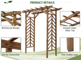 Wooden Garden Arbor, Arch Trellis with Classic Countryside Style, Pergola Style Roof for Climbing T3398P547989