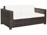 Rattan Sofa, 2 Seater Garden Furniture with Soft Padded Cushion and Armrests, Wicker Garden Loveseat T3398P314702