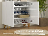 Narrow Shoe Storage Cabinet with Soft-Close Hinges and Adjustable Shelves for 15-20 Pairs of Shoes, T3398P344126