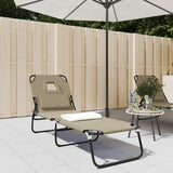Folding Sun Lounger Taupe Oxford Fabric&Powder-coated Steel 360179