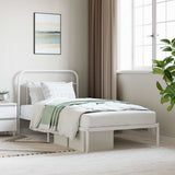 Bed Frame White Steel Single Bed Frame Rectangular Industrial 352623
