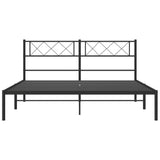 Metal Bed Frame without Mattress with Headboard Black 120x190cm 372274