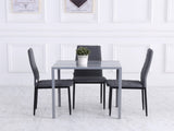 Modern Square Dining Table for 2-4 People, with Glass Top & Metal Legs for Dining Room, Living Room, T3398P342298