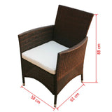 7 Piece Outdoor Dining Set with Cushions Poly Rattan Brown 43127