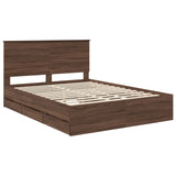 Bed Frame with Drawer Brown Oak 150 x 200 cm Engineer Wood 3411109