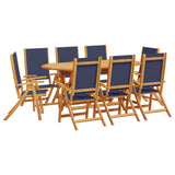 ZNTS 9 Piece Garden Dining Set Solid Wood Acacia and Textilene 3279299