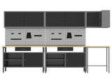 Work Cabinet Set with Drawer with Shelf 10 pcs Black and Grey 3321518