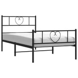 Metal Bed Frame without Mattress with Footboard Black 90x190cm 355473