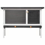 170828 Outdoor Rabbit Hutch 1 Layer Grey Wood