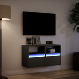 TV Wall Cabinets with LED Lights 2 pcs Black 41x31x45 cm 852316