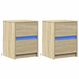 Bedside Cabinets with LED Lights 2 pcs Sonoma Oak Engineered Wood 852038