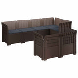 7-Seater Garden Sofa with Cushions Rattan Look PP Brown 3444149