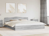 Bed Frame with Drawer Grey Sonoma 200 x 200 cm Engineer Wood 3412975