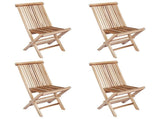 Folding Garden Chair 4 pcs Natural Solid Teak Wood 42028482