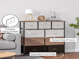 Bedroom Chest of Drawers, 10 Drawer Dresser with Foldable Fabric Drawers and Steel Frame, T3398P330466