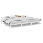 ZNTS Family Bed Frame No Mattress White 270x200 cm Solid Wood Pine 3324575