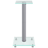 Speaker Stands 2 pcs Silver Tempered Glass 1 Pillar Design 51809