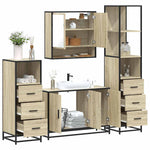 ZNTS 4 Piece Bathroom Furniture Set Sonoma Oak Engineered Wood 3301281