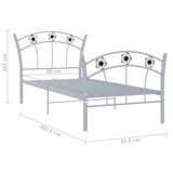 Bed Frame without Mattress Grey Metal 90x200 cm 324746