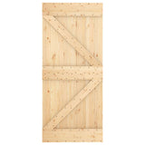 Sliding Door Natural and White 90 x 210 cm Solid Pine Wood 3445099