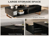 Elegant Marble Effect Storage Coffee Table - Black T3398P344258