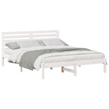 Bed Frame with Headboard White 160 x 200 cm Solid Pine Wood 872282