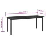 Garden Table Black Aluminium Large Durable Garden Table 312202
