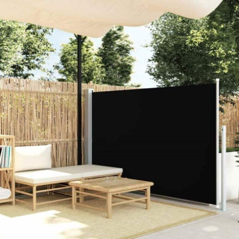 Patio Retractable Side Awning 140x500 cm Black 48394