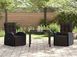 Garden Dining Set with Cushion 3 pcs Black Poly Rattan 3379527